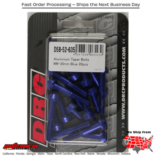 ALUMINUM TAPER BOLTS BLUE M6X35MM 20/PK