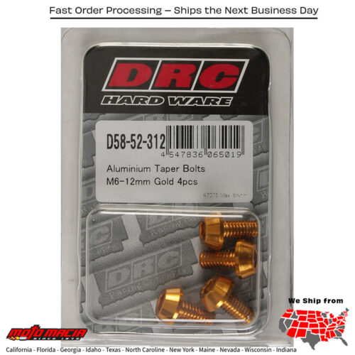 ALUMINUM TAPER BOLTS GOLD M6X12MM 4/PK