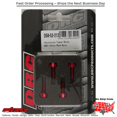 ALUMINUM TAPER BOLTS RED M6X12MM 4/PK