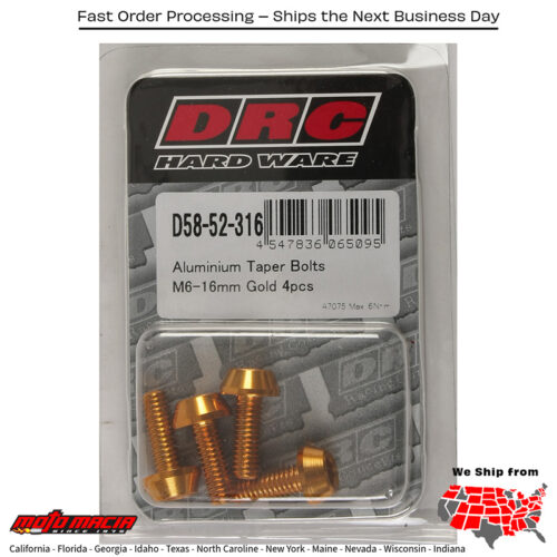 ALUMINUM TAPER BOLTS GOLD M6X16MM 4/PK