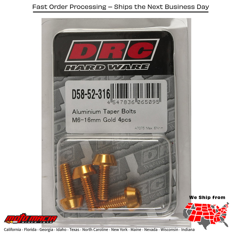 ALUMINUM TAPER BOLTS GOLD M6X16MM 4/PK