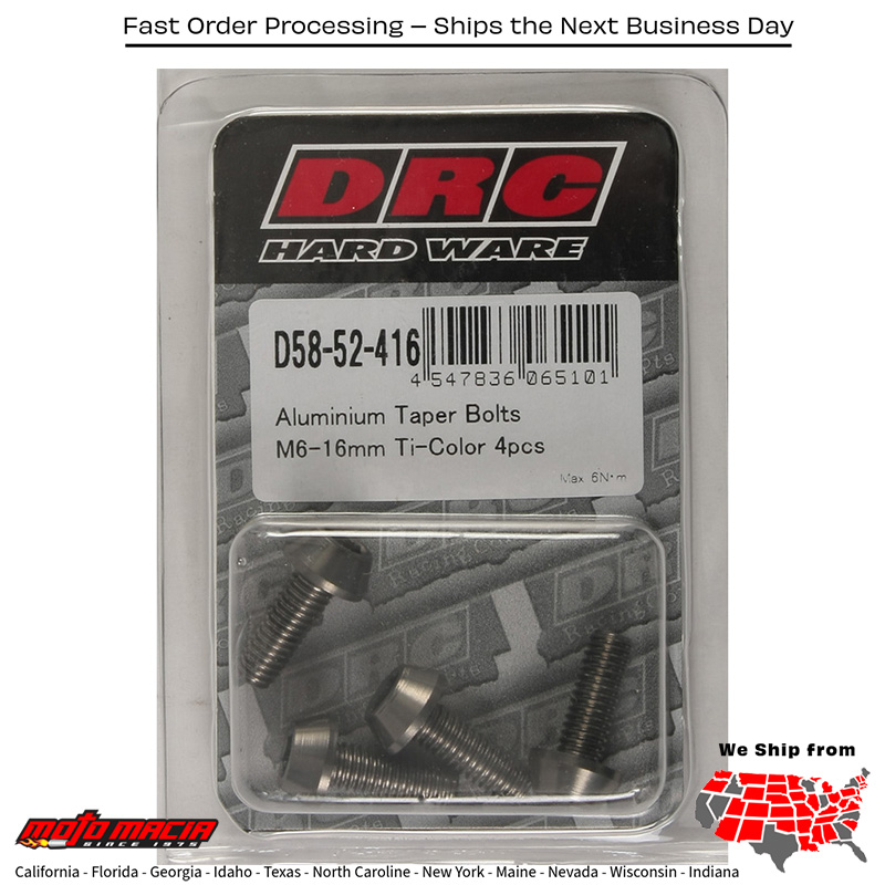 ALUMINUM TAPER BOLTS TITANIUM M6X16MM 4/PK