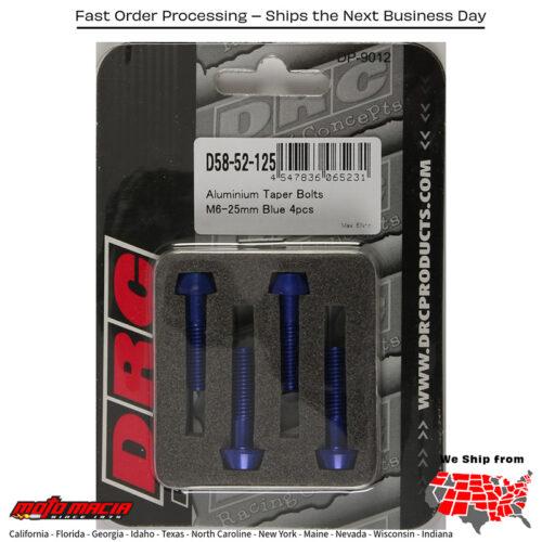 ALUMINUM TAPER BOLTS BLUE M6X25MM 4/PK