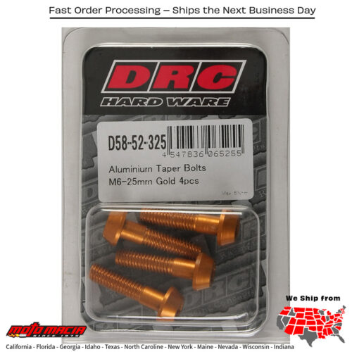 ALUMINUM TAPER BOLTS GOLD M6X25MM 4/PK