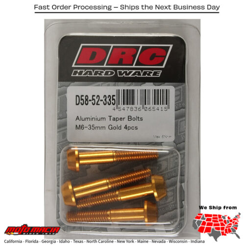 ALUMINUM TAPER BOLTS GOLD M6X35MM 4/PK