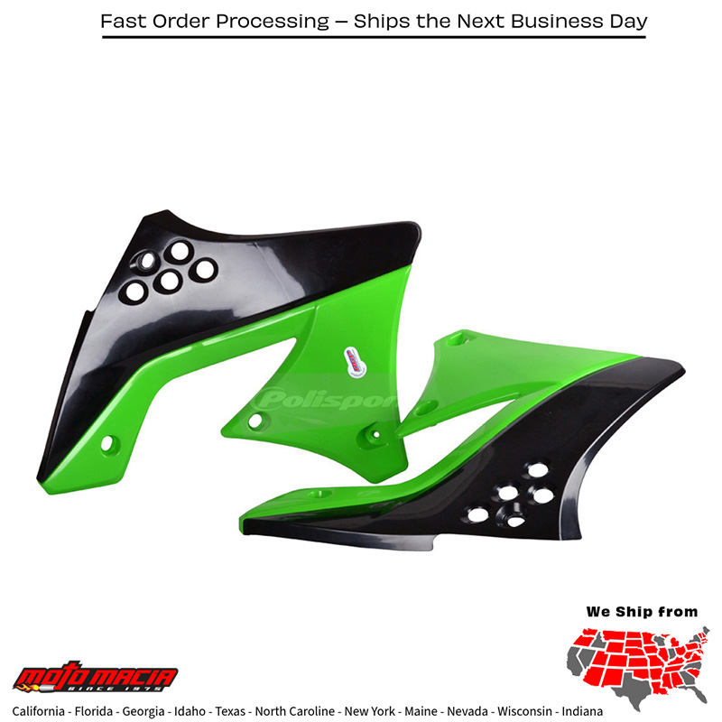RADIATOR SHROUD BLACK/GREEN Kawasaki KX250F 2009-2012