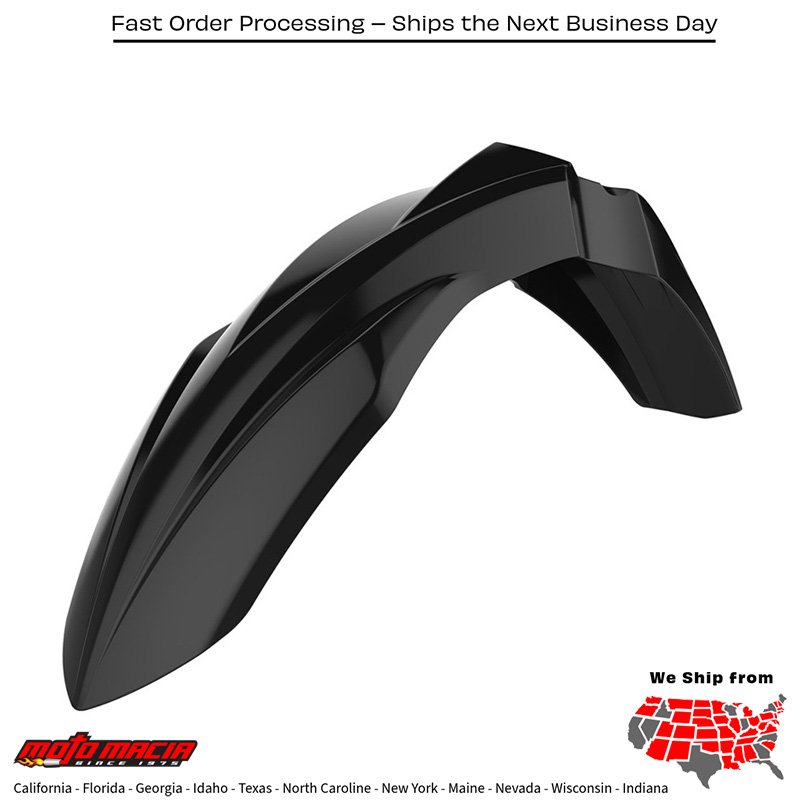 FRONT FENDER BLACK Kawasaki KX250F 2017-2023 Kawasaki KX450F 2016-2023 Kawasaki KX250 2003-2007 Kawasaki KX125 2003-2005