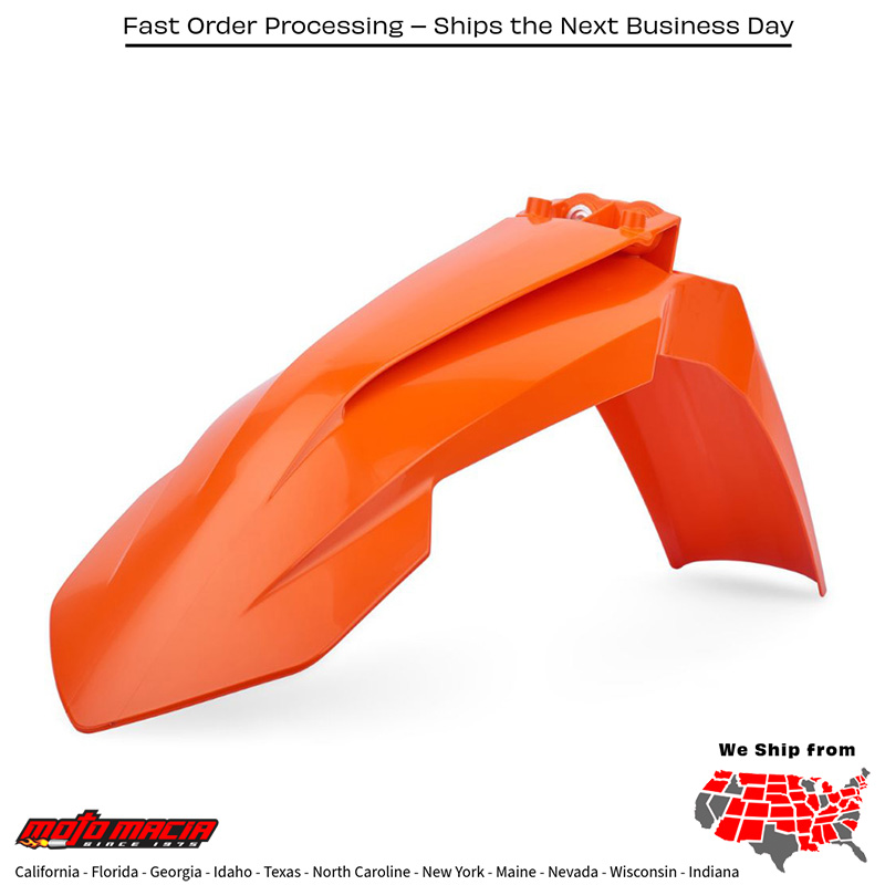 FRONT FENDER ORANGE KTM 250 EXC-F 2017-2023 KTM 350 EXC-F 2017-2023 KTM 350 XC-F 2016-2022 KTM 350 SX-F 2016-2022 KTM 250 SX-F 2016-2022 KTM 500 EXC-F 2017-2023 KTM 450 SX-F 2016-2022 KTM 250 XC-F 2016-2022 KTM 450 XC-F 2016-2022 KTM 125 SX