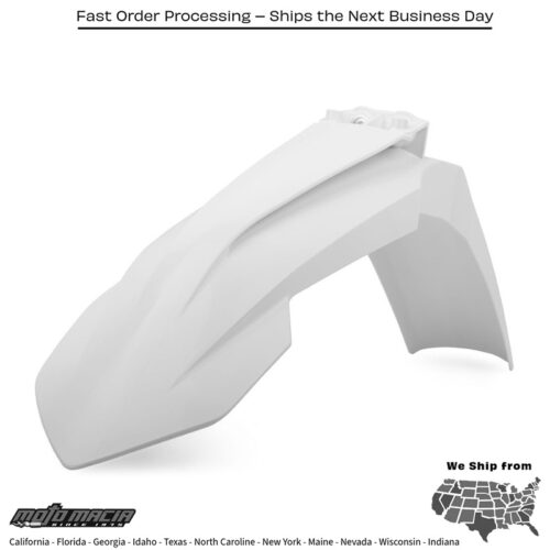 FRONT FENDER WHITE KTM 250 XC-F 2016-2022 KTM 250 SX-F 2017-2022 KTM 500 EXC-F 2017-2023 KTM 450 SX-F 2016-2022 KTM 450 XC-F 2016-2022 KTM 125 SX 2016-2022 KTM 150 SX 2016-2022 KTM 450 EXC-F 2017-2023 KTM 350 SX-F 2018-2022 KTM 350 XC-F 201