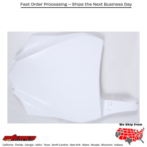 NUMBER PLATE WHITE Kawasaki KX85 2014-2025 Kawasaki KX100 2014-2021 Kawasaki KX112 2022-2025