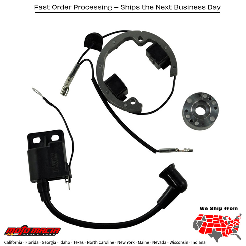 KIT STATOR/ROTOR/IGNITION ROTOR FLYWHEEL+IGNITION COIL KTM 50 SX Mini 2008-2023 KTM 50 SX Junior 2007-2009 KTM 50 Mini Adventure 2002-2008 KTM 50 Sr Adventure 2002-2007 KTM 50 SX Pro Jr LC 2002-2005 KTM 50 SX Pro Sr LC 2001-2005 KTM 50 Jr A