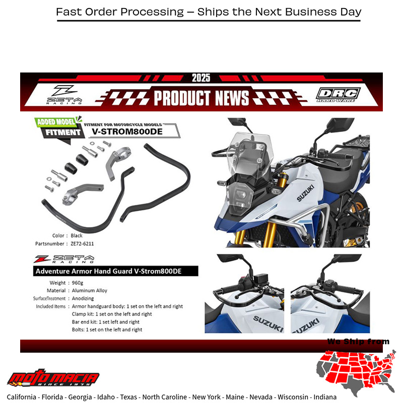 ADVENTURE ARMOR HANDGUARDS PR BLACK Suzuki DL800 V-Strom 800 DE 2023-2025