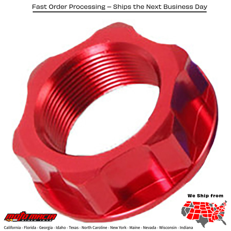 STEERING STEM NUT & BOLT RED M26X32-P1.0 H10 Honda CRF450RX 2017-2019 Husqvarna TC 250R 2013-2013 Honda CRF450R 2002-2019 Honda CRF250R 2004-2019 Honda CRF250X 2004-2017 Honda CRF450X 2005-2017 Honda CR125R 2001-2007 Honda CR250R 2001-2007