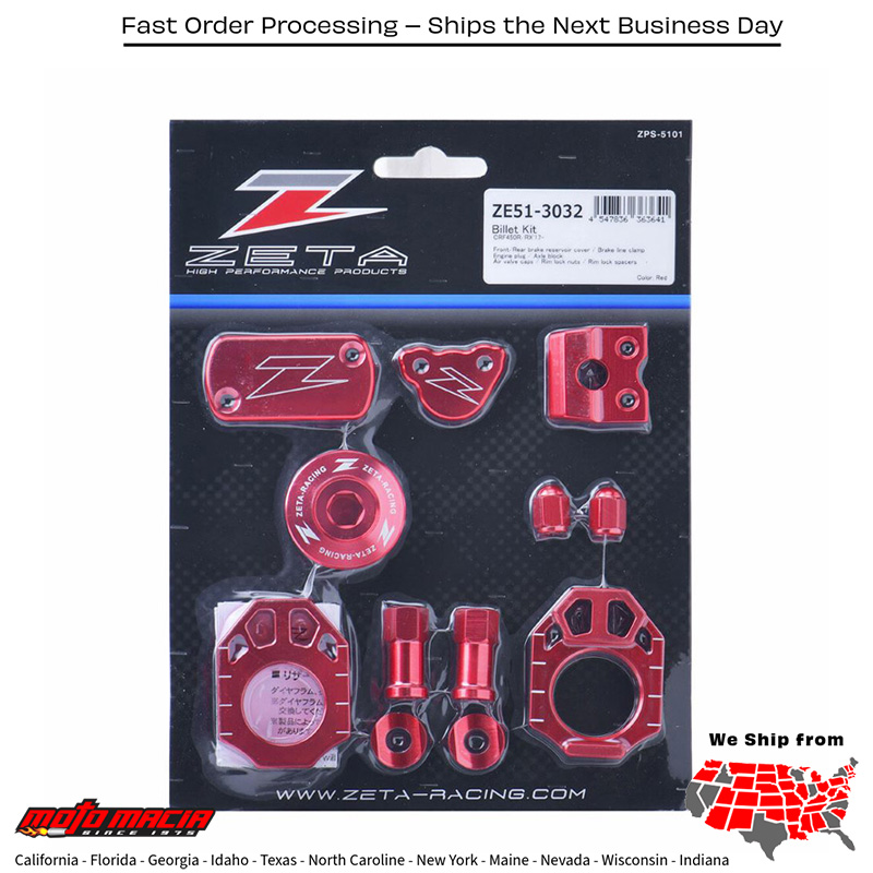 BILLET KIT RED Honda CRF450RX 2017-2020 Honda CRF450R 2017-2020 Honda CRF450R W.E. 2019-2020