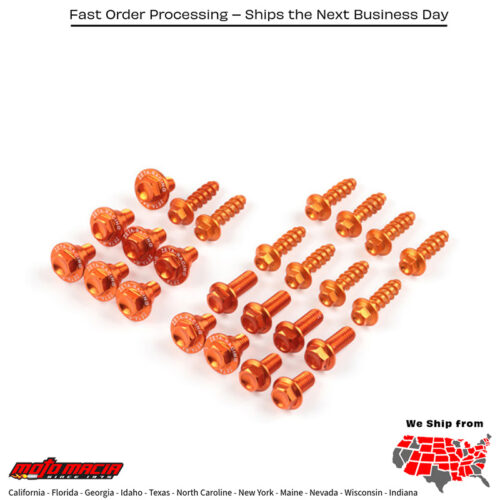 ALUMINUM BOLT KIT ORANGE KTM 150 XC-W 2017-2019 KTM 350 EXC-F 2017-2019 KTM 350 XC-F 2017-2019 KTM 350 SX-F 2017-2019 KTM 250 SX 2017-2019 KTM 250 SX-F 2017-2019 KTM 250 XC 2017-2019 KTM 250 XC-W 2017-2018 KTM 500 EXC-F 2017-2019 KTM 300 XC