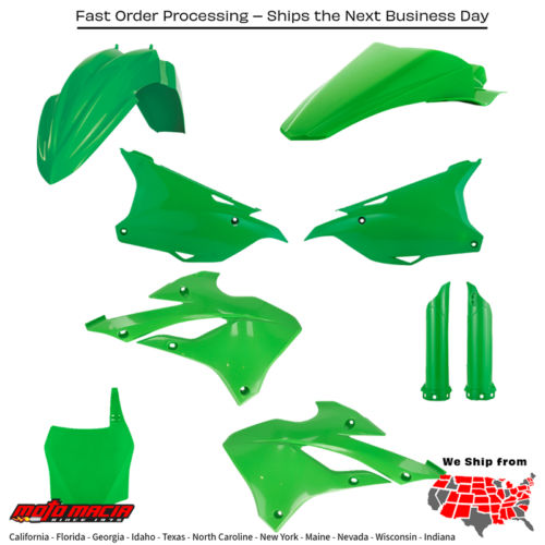 Full Plastic Kit Green Kawasaki Kx112 2022-2024 Kx85 2022-2024