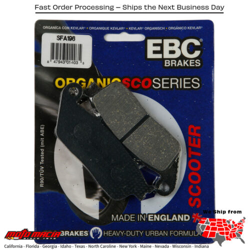 Brake Pads Sfa196 Organic Yamaha Xc155f S-Max 2015-2016 Honda Fsc600 Silver