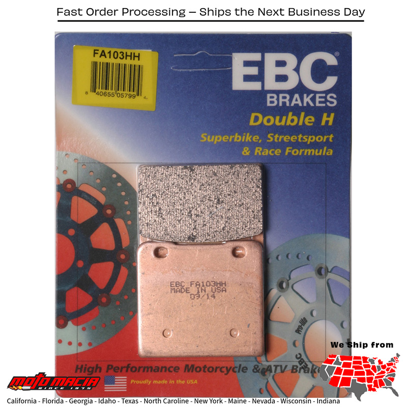 Brake Pads Fa103hh Double-H Sintered Suzuki Gsx-R750 1986-1987 Vs800