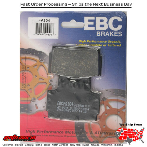 Brake Pads Fa104 Organic Yamaha Xj600s Diversion/Seca Ii 1992-1998
