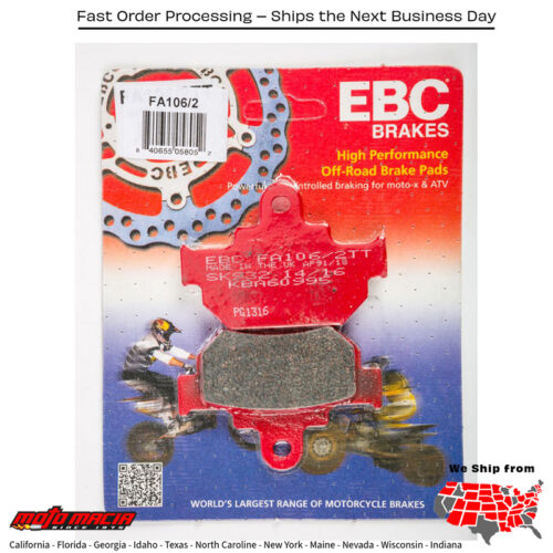 Brake Pads Fa106/2 Organic Suzuki Rm250 1985-1986 Rm125 1985-1986 Su