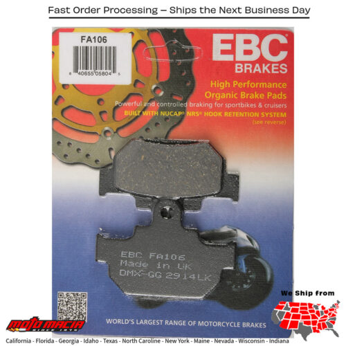 Brake Pads Fa106 Organic Suzuki Gz250 Marauder 1999-2009 Ls650b S40