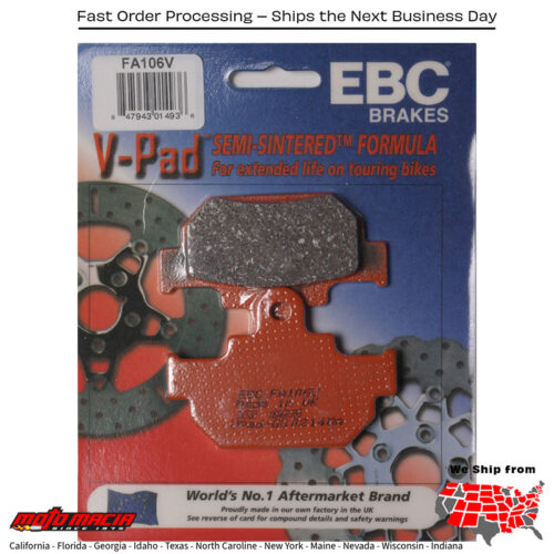 Brake Pads Fa106v Semi-Sintered V Series Suzuki Gz250 Marauder 1999-2009