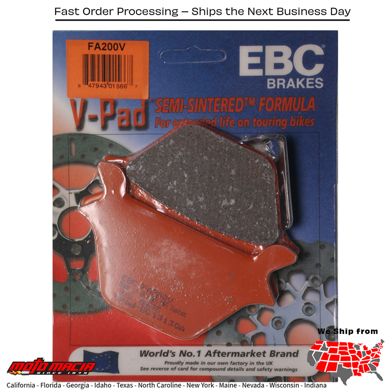 Brake Pads Fa200v V-Series Harley-Davidson Fxr Super Glide 1987-1994