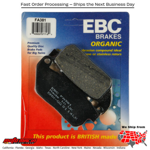 Brake Pads Fa381 Organic Harley-Davidson Xl883n Iron 883 2009-2013