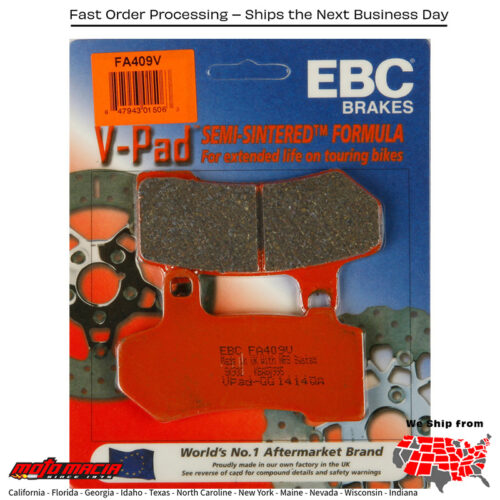 Brake Pads Fa409v V-Series Harley-Davidson Flhx Street Glide 2008-2018