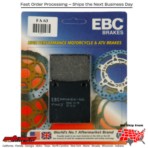 Brake Pads Fa63 Organic Suzuki Tl1000r 1998-2003 Gs500e 1989-2002 Su
