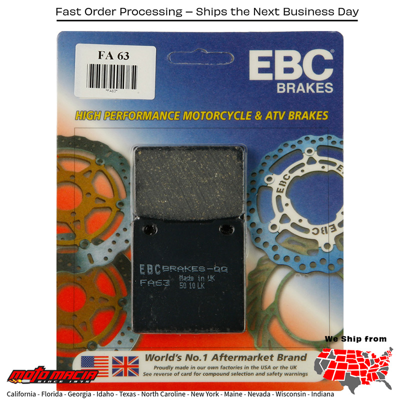 Brake Pads Fa63 Organic Suzuki Tl1000r 1998-2003 Gs500e 1989-2002 Su