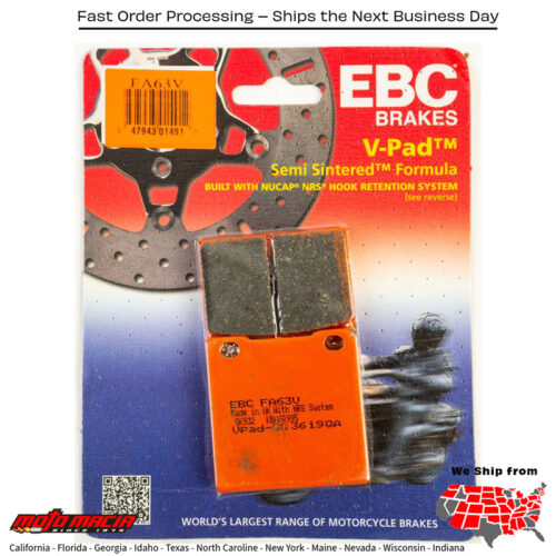 Brake Pads Fa63v Semi-Sintered V Series Suzuki Gs500e 1989-2002 Tl10
