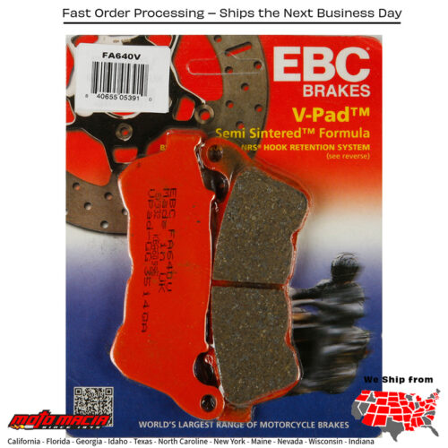 Brake Pads Fa640v Semi-Sintered V Series Harley Davidson Xl1200t Super Low