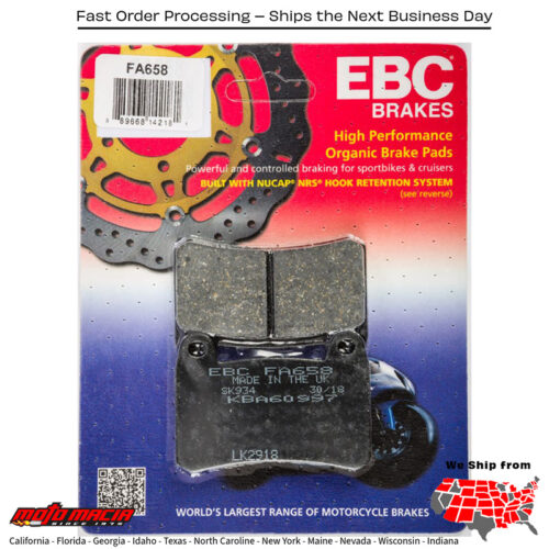 Brake Pads Fa658 Organic Benelli Tnt 300 2017-2018