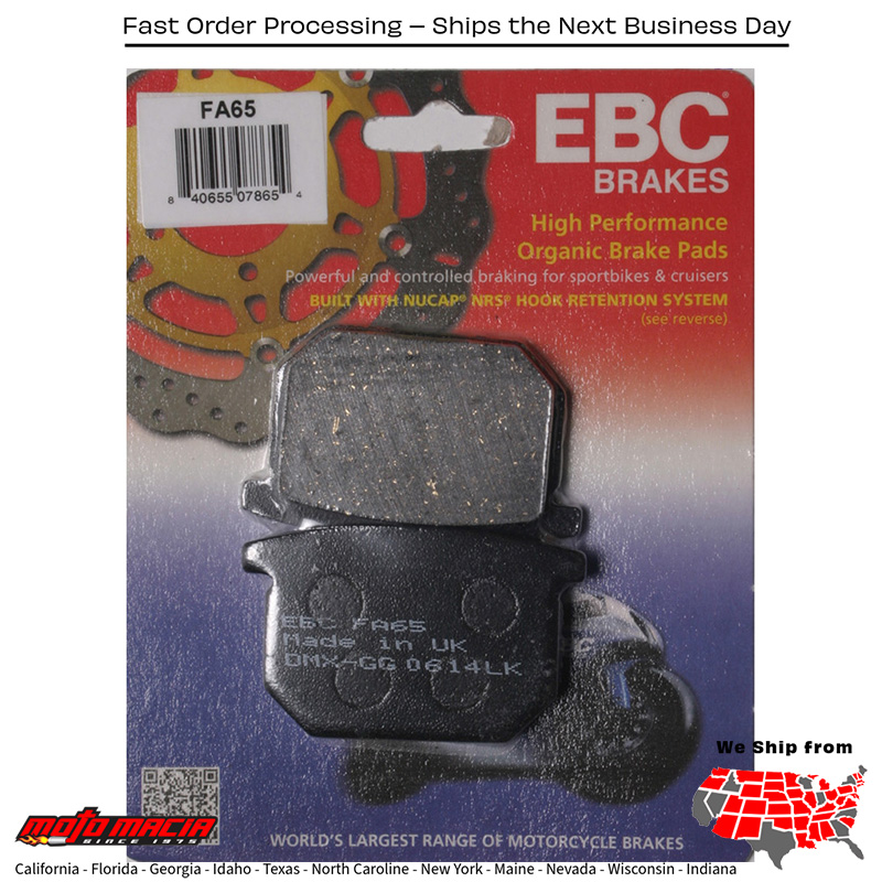 Brake Pads Fa65 Organic Suzuki Gs550e 1980-1980 Gs550l 1980-1982 Suz