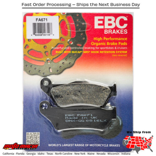 Brake Pads Fa671 Organic Bmw K1200r 2005-2008 K1200s 2005-2008