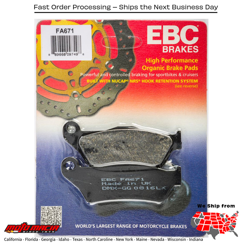 Brake Pads Fa671 Organic Bmw K1200r 2005-2008 K1200s 2005-2008