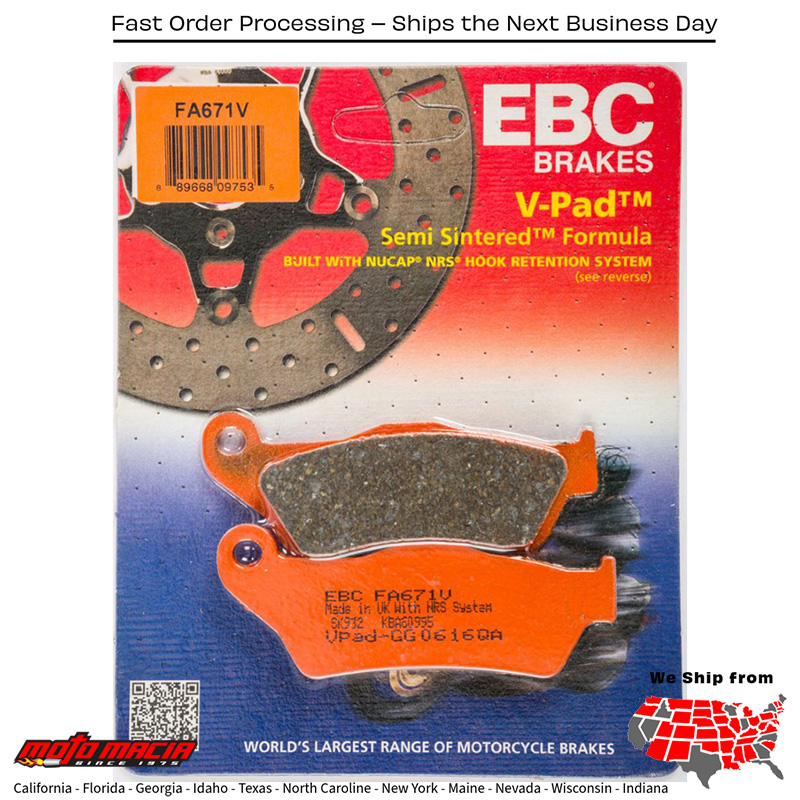 Brake Pads Fa671v Semi-Sintered V Series Bmw K1200r 2005-2008 K1200s 20 more