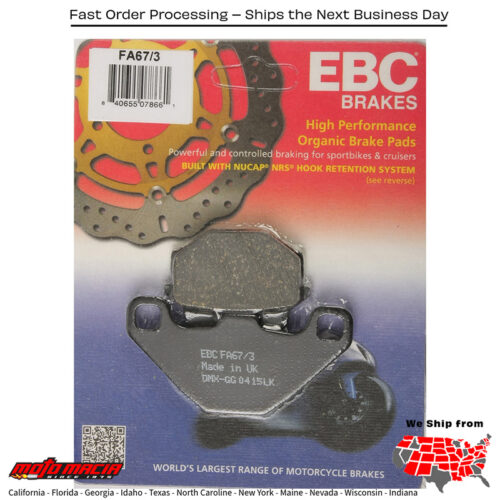 Brake Pads Fa67/3 Organic Kawasaki Ex500 Ninja 500r 1997-2009