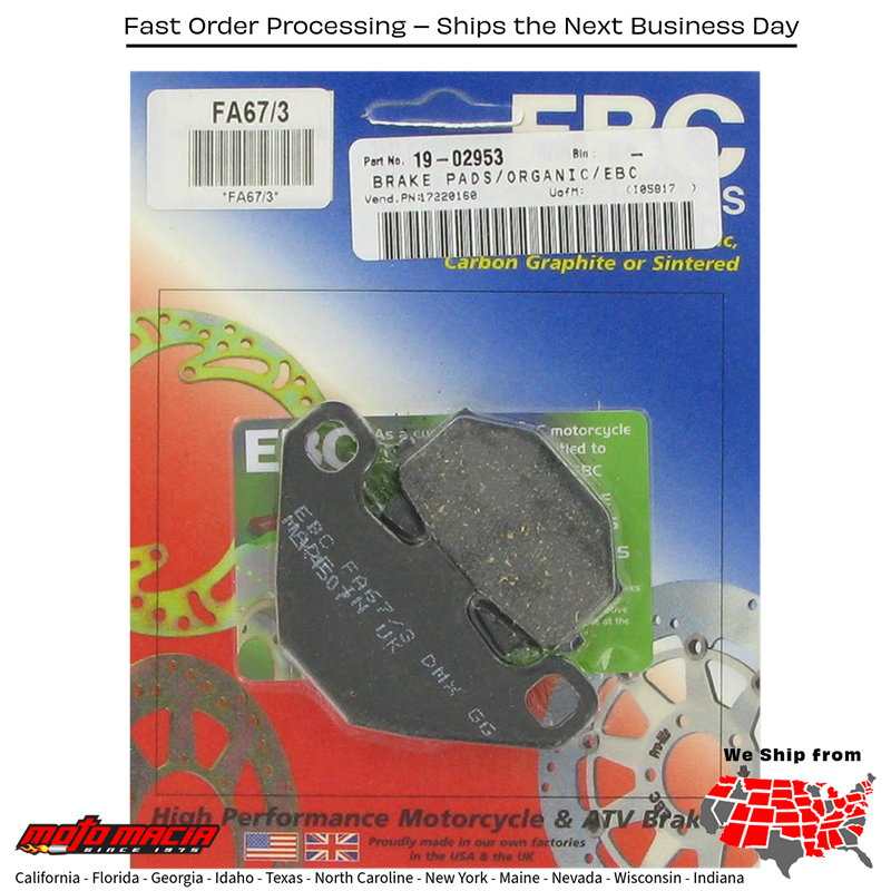 Brake Pads Fa67/3 Organic Kawasaki Ex500 Ninja 500r 1997-2009 - Image 3