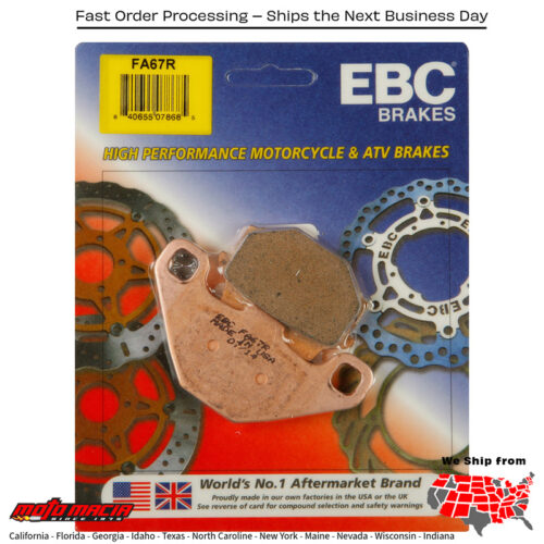 Brake Pads Fa67r Sintered R Series Yamaha Yfm300g Grizzly [Sra] 2012-2013 H