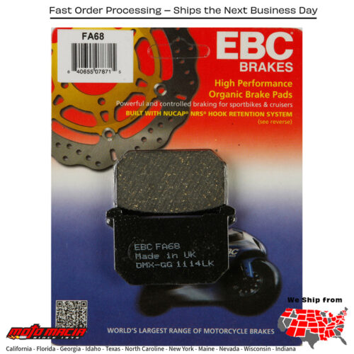 Brake Pads Fa68 Organic Kawasaki Kz750e [2cyl] 1980-1982 Kz1000c/P