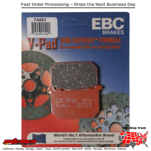 Brake Pads Fa68v Semi-Sintered V Series Kawasaki Kz750e [2cyl] 1980-1982 Ka