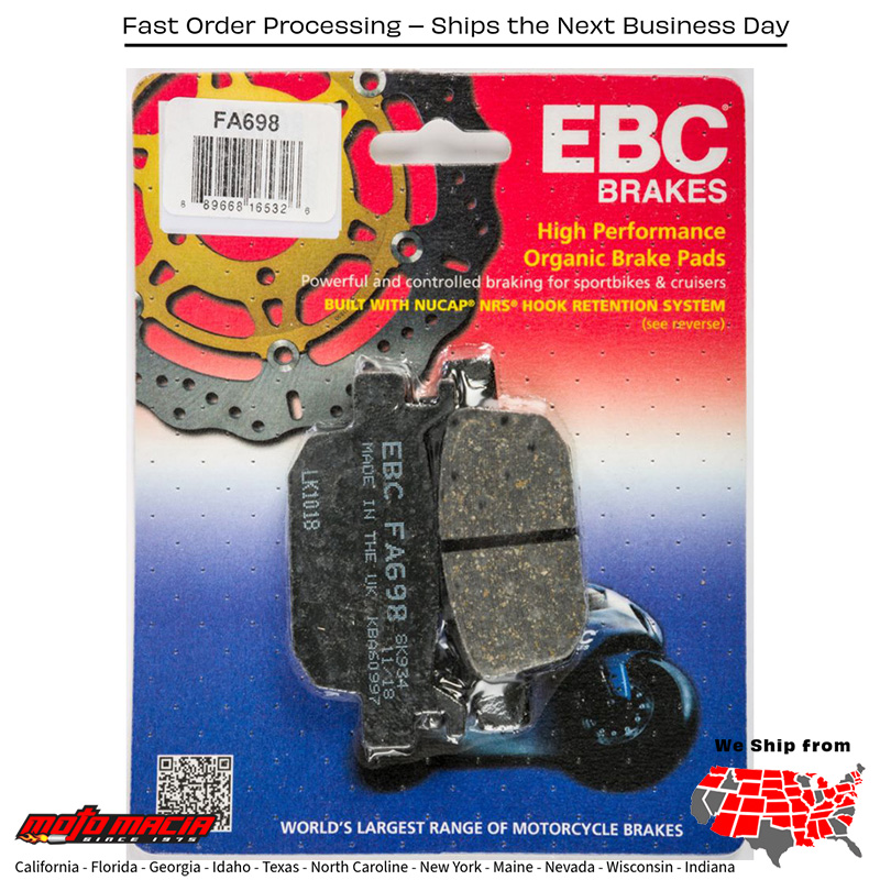 Brake Pads Fa698 Organic Benelli Tnt 300 2017-2018