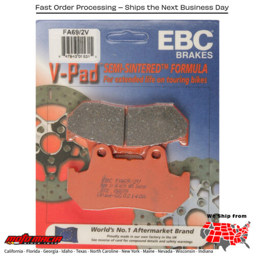 Brake Pads Fa69/2v Semi-Sintered V Series Honda Cn250 Helix 1992-1993