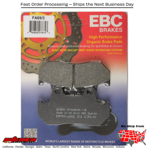 Brake Pads Fa69/3 Organic Honda Vf750c Magna 1988-1988 Gl1500a Gold W more