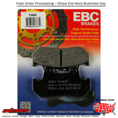 Brake Pads Fa69 Organic Honda Xl600v Transalp 1989-1990 Cn250 Helix 1 more