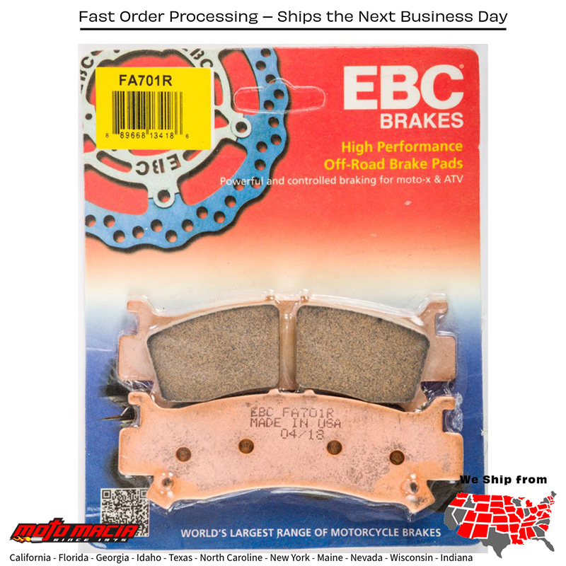 Brake Pads Fa701r Sintered R Series Honda Sxs1000m3 Pioneer 1000 2016-2018