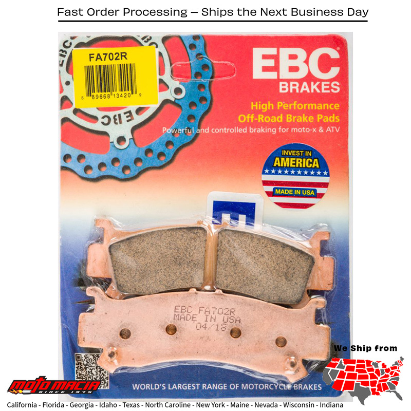 Brake Pads Fa702r Sintered R Series Honda Sxs1000m3 Pioneer 1000 2016-2018