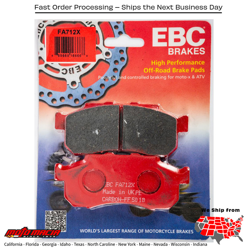 Brake Pads Fa712x Carbon X Series Honda Sxs500m2 Pioneer 500 2015-2017